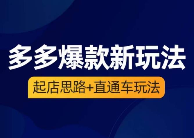 海神·多多爆款新玩法，​起店思路+直通车玩法（3节精华课）网创吧-网创项目资源站-副业项目-创业项目-搞钱项目网创吧