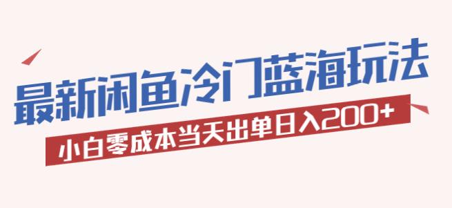 2023最新闲鱼冷门蓝海玩法，小白零成本当天出单日入200+【揭秘】网创吧-网创项目资源站-副业项目-创业项目-搞钱项目网创吧