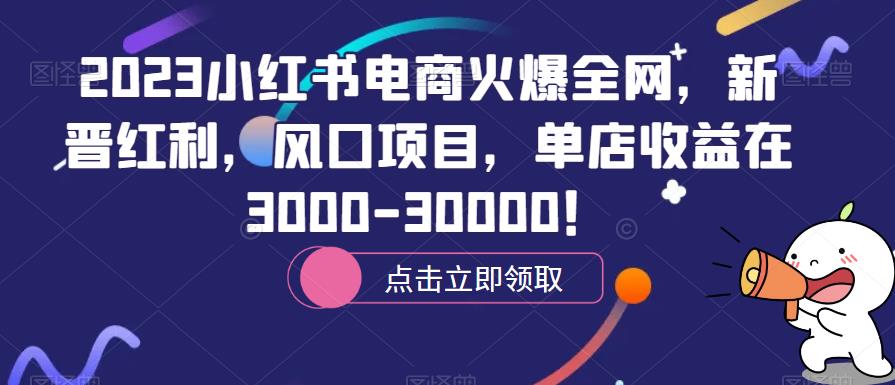 2023小红书电商火爆全网，新晋红利，风口项目，单店收益在3000-30000！网创吧-网创项目资源站-副业项目-创业项目-搞钱项目网创吧