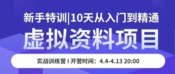 虚拟资料项目新手特训，10天从入门到精通，保姆级实操教学网创吧-网创项目资源站-副业项目-创业项目-搞钱项目网创吧