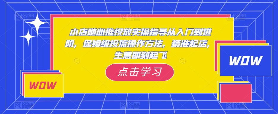 小店随心推投放实操指导从入门到进阶，保姆级投流操作方法，精准起店，生意即刻起飞网创吧-网创项目资源站-副业项目-创业项目-搞钱项目网创吧