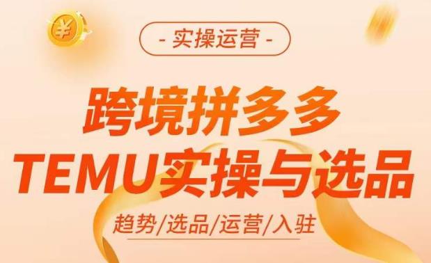 跨境拼多多TEMU实操与选品，​掌握平台运营方法技巧，选品避坑12条标准，爆款的底层思路等网创吧-网创项目资源站-副业项目-创业项目-搞钱项目网创吧