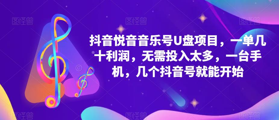 抖音音乐号U盘项目，一单几十利润，无需投入太多，一台手机，几个抖音号就能开始网创吧-网创项目资源站-副业项目-创业项目-搞钱项目网创吧
