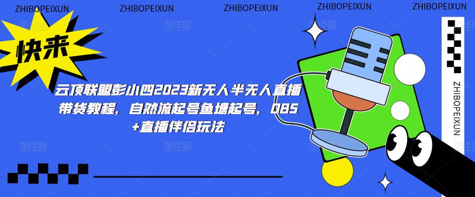 云顶联盟彭小四2023新无人半无人直播带货教程，自然流起号鱼塘起号，OBS+直播伴侣玩法网创吧-网创项目资源站-副业项目-创业项目-搞钱项目网创吧
