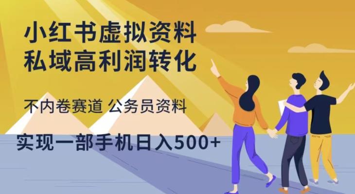 小红书虚拟资料私域高利润转化，不内卷赛道公务员资料，实现一部手机日入500+网创吧-网创项目资源站-副业项目-创业项目-搞钱项目网创吧