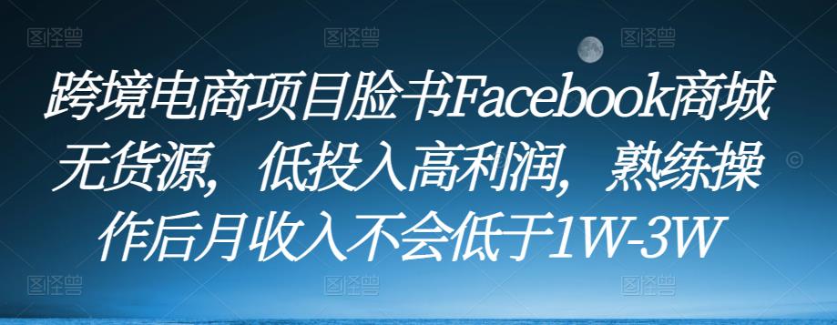 跨境电商项目脸书Facebook商城无货源，低投入高利润，熟练操作后月收入不会低于1W-3W网创吧-网创项目资源站-副业项目-创业项目-搞钱项目网创吧