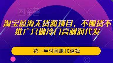 淘宝蓝海无货源项目，不囤货不推广只做冷门高利润代发，花一半时间赚10倍钱网创吧-网创项目资源站-副业项目-创业项目-搞钱项目网创吧
