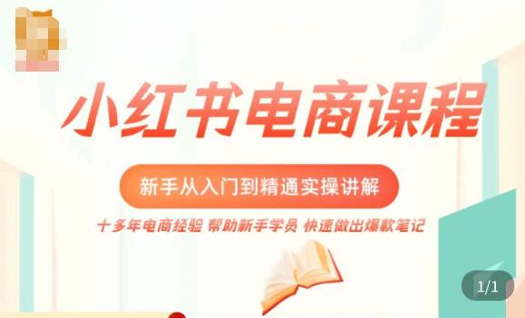 小红书电商新手入门到精通实操课，从入门到精通做爆款笔记，开店运营网创吧-网创项目资源站-副业项目-创业项目-搞钱项目网创吧