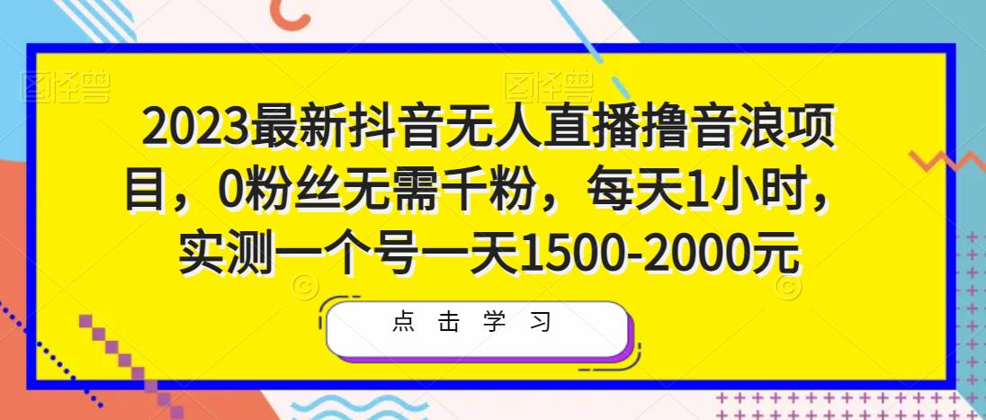 2023最新抖音无人直播撸音浪项目，0粉丝无需千粉，每天1小时，实测一个号一天1500-2000元网创吧-网创项目资源站-副业项目-创业项目-搞钱项目网创吧