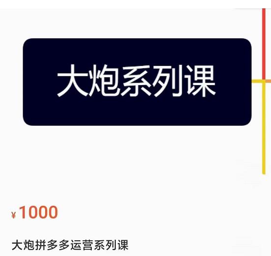 大炮拼多多运营系列课，各类​玩法合集，拼多多运营玩法实操网创吧-网创项目资源站-副业项目-创业项目-搞钱项目网创吧