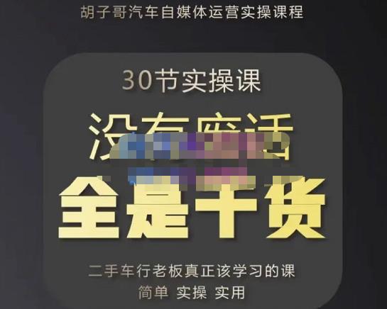 胡子哥·汽车自媒体运营实操课，汽车新媒体二手车短视频运营教程-价值8888元网创吧-网创项目资源站-副业项目-创业项目-搞钱项目网创吧