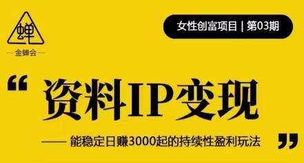 资料IP变现，能稳定日赚3000起的持续性盈利玩法网创吧-网创项目资源站-副业项目-创业项目-搞钱项目网创吧