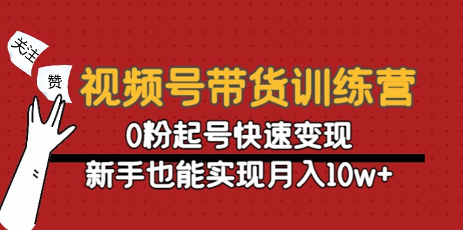 视频号带货训练营：0粉起号快速变现，新手也能实现月入10w+网创吧-网创项目资源站-副业项目-创业项目-搞钱项目网创吧