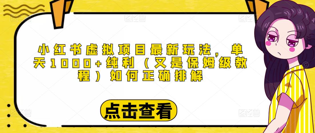 小红书虚拟项目最新玩法，单天1000+纯利（又是保姆级教程文档）网创吧-网创项目资源站-副业项目-创业项目-搞钱项目网创吧