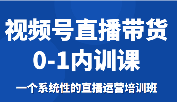 视频号直播带货0-1内训课，一个系统性的直播运营培训班网创吧-网创项目资源站-副业项目-创业项目-搞钱项目网创吧