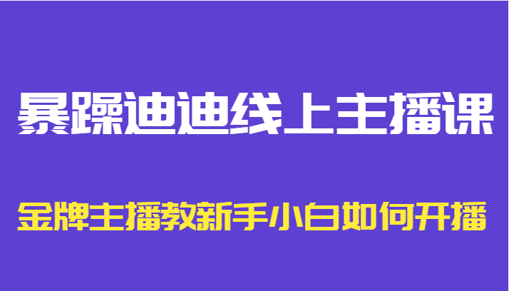 暴躁迪迪线上主播课，金牌主播教新手小白如何开播网创吧-网创项目资源站-副业项目-创业项目-搞钱项目网创吧