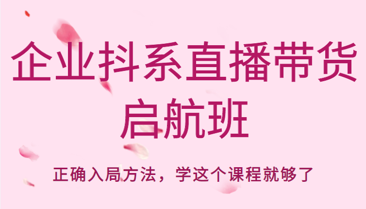 企业抖系直播带货启航班，正确入局方法，学这个课程就够了网创吧-网创项目资源站-副业项目-创业项目-搞钱项目网创吧