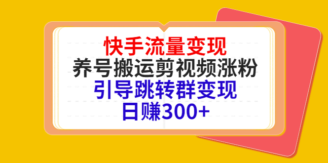 快手流量变现，养号搬运剪视频涨粉，引导跳转群变现日赚300+网创吧-网创项目资源站-副业项目-创业项目-搞钱项目网创吧