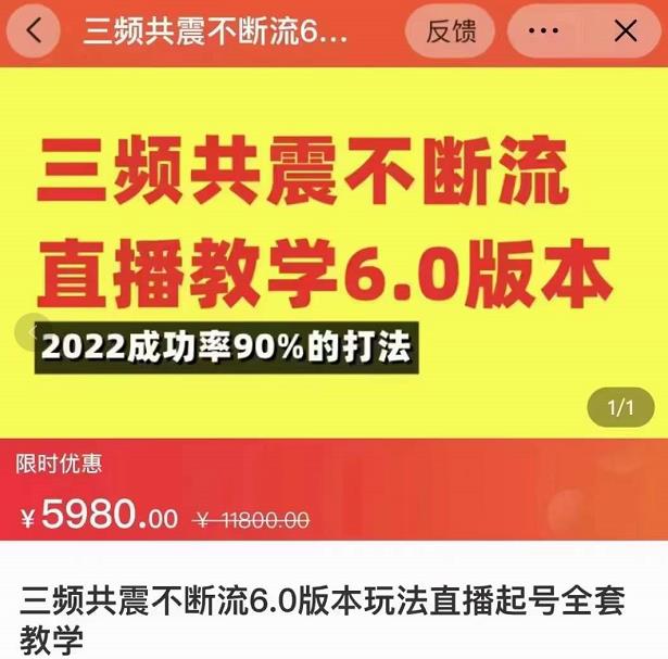 三频共震不断流直播教学6.0版本，2022成功率90%的打法，直播起号全套教学网创吧-网创项目资源站-副业项目-创业项目-搞钱项目网创吧