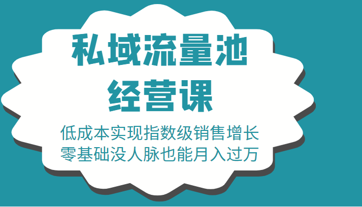 16堂私域流量池经营课：低成本实现指数级销售增长，零基础没人脉也能月入过万网创吧-网创项目资源站-副业项目-创业项目-搞钱项目网创吧