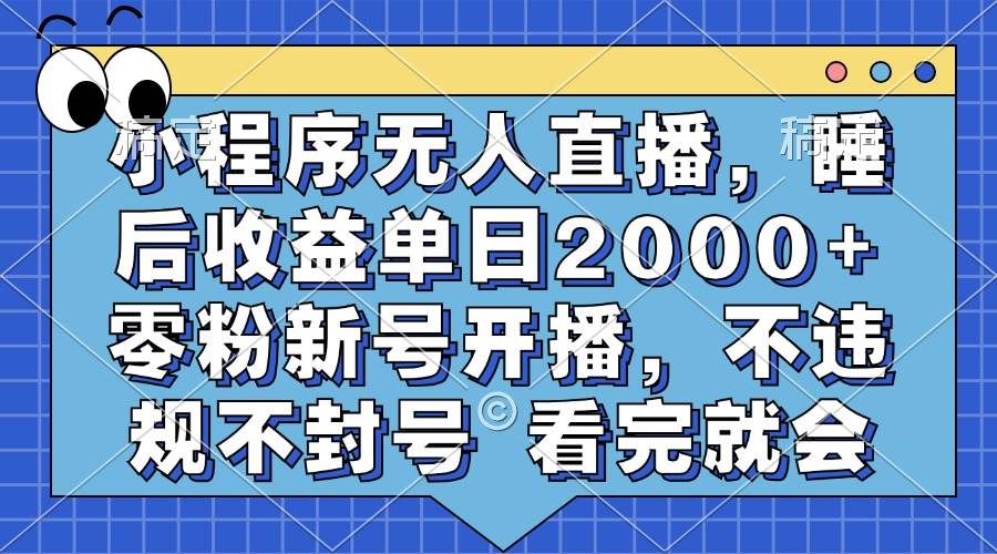 （13251期）小程序无人直播，睡后收益单日2000+ 零粉新号开播，不违规不封号 看完就会网创吧-网创项目资源站-副业项目-创业项目-搞钱项目网创吧