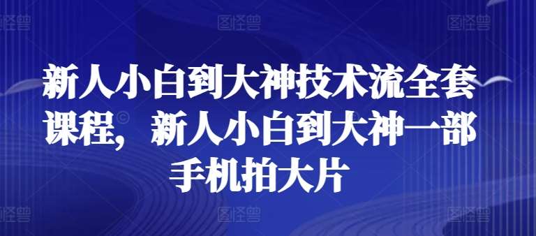新人小白到大神技术流全套课程，新人小白到大神一部手机拍大片网创吧-网创项目资源站-副业项目-创业项目-搞钱项目网创吧