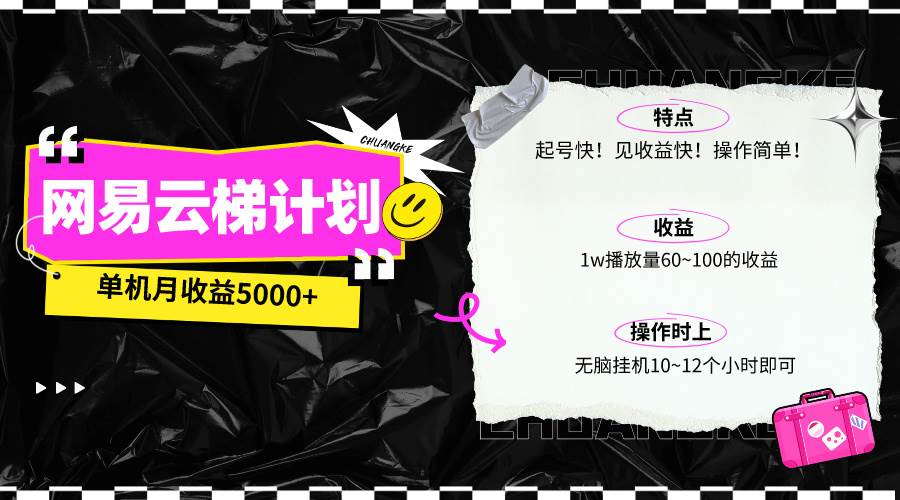 （10063期）最新网易云梯计划网页版，单机月收益5000+！可放大操作网创吧-网创项目资源站-副业项目-创业项目-搞钱项目网创吧