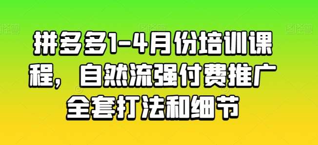 拼多多1-4月份培训课程,自然流强付费推广全套打法和细节网创吧-网创项目资源站-副业项目-创业项目-搞钱项目网创吧