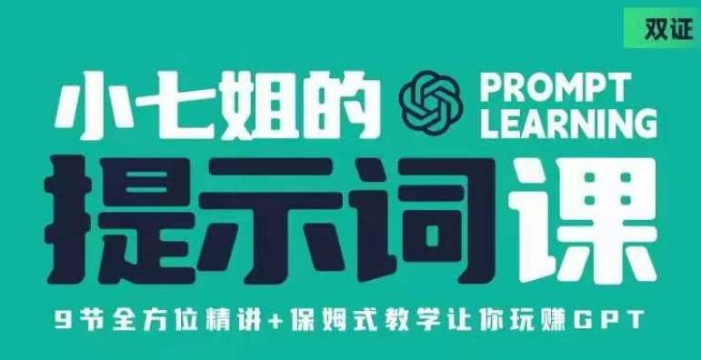 小七姐的提示词视频课（双证），9节全方位精讲+保姆式教学让你玩赚GPT网创吧-网创项目资源站-副业项目-创业项目-搞钱项目网创吧