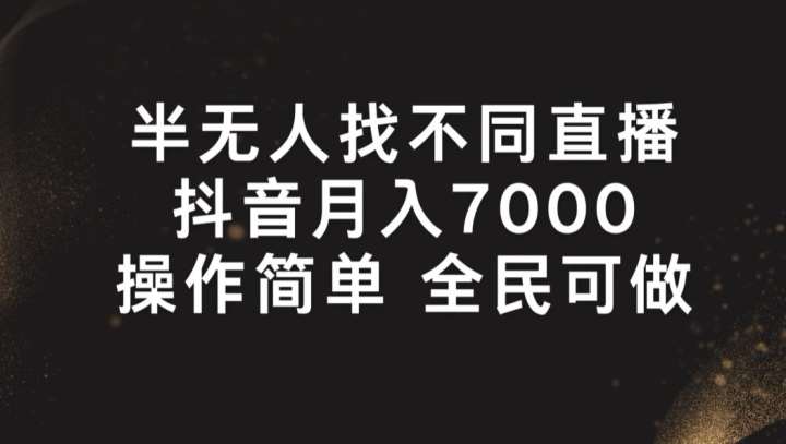 半无人找不同直播，月入7000+，操作简单 全民可做【揭秘】网创吧-网创项目资源站-副业项目-创业项目-搞钱项目网创吧