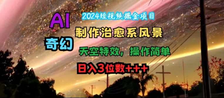 2024短视频掘金项目，AI制作治愈系风景，奇幻天空特效，操作简单，日入3位数【揭秘】网创吧-网创项目资源站-副业项目-创业项目-搞钱项目网创吧