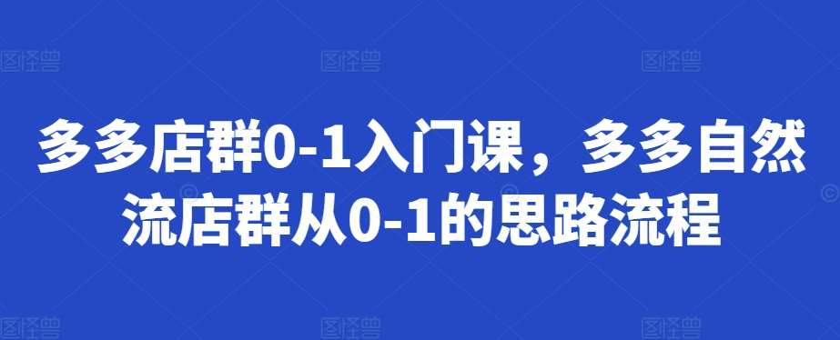 多多店群0-1入门课，多多自然流店群从0-1的思路流程网创吧-网创项目资源站-副业项目-创业项目-搞钱项目网创吧
