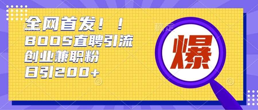 通过Boss直聘，每天轻松钓到200+多条创业大鱼的秘籍【揭秘】网创吧-网创项目资源站-副业项目-创业项目-搞钱项目网创吧