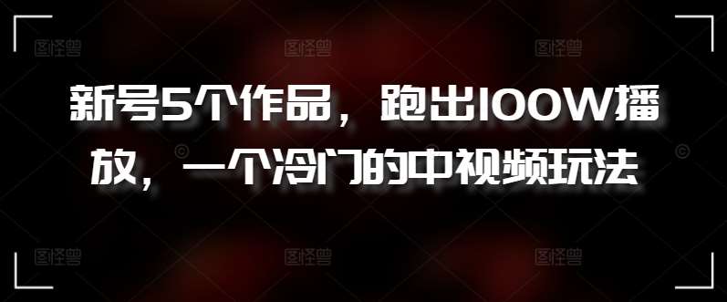 新号5个作品，跑出100W播放，一个冷门的中视频玩法【揭秘】网创吧-网创项目资源站-副业项目-创业项目-搞钱项目网创吧