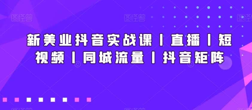 新美业抖音实战课丨直播丨短视频丨同城流量丨抖音矩阵网创吧-网创项目资源站-副业项目-创业项目-搞钱项目网创吧