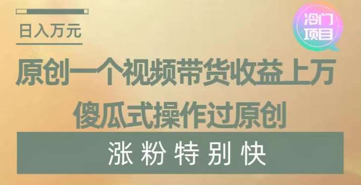 原创一个视频带货收益上万,傻瓜式操作过原创,几分钟做一个视频涨粉特别快【揭秘】网创吧-网创项目资源站-副业项目-创业项目-搞钱项目网创吧