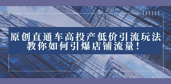 (8197期)2023直通车高投产低价引流玩法,教你如何引爆店铺流量!网创吧-网创项目资源站-副业项目-创业项目-搞钱项目网创吧