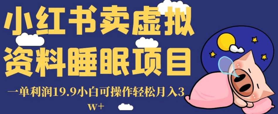 小红书卖虚拟资料睡眠项目，一单利润19.9小白可操作轻松月入3w+【揭秘】网创吧-网创项目资源站-副业项目-创业项目-搞钱项目网创吧