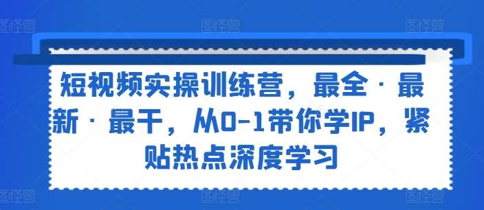 短视频实操训练营，最全·最新·最干，从0-1带你学IP，紧贴热点深度学习网创吧-网创项目资源站-副业项目-创业项目-搞钱项目网创吧