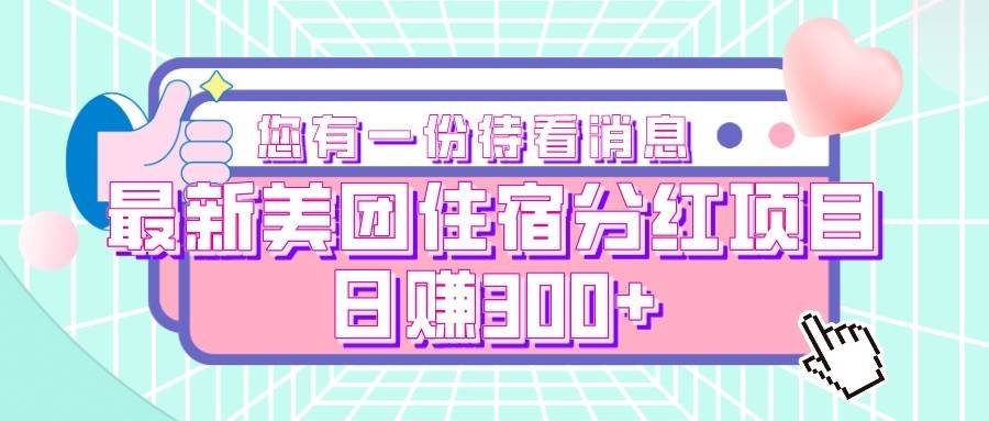 最新美团住宿分红项目，日赚300+网创吧-网创项目资源站-副业项目-创业项目-搞钱项目网创吧
