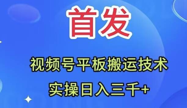 （7843期）全网首发：视频号平板搬运技术，实操日入三千＋网创吧-网创项目资源站-副业项目-创业项目-搞钱项目网创吧