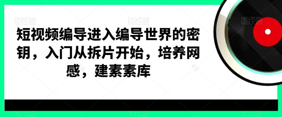 短视频编导进入编导世界的密钥,入门从拆片开始,培养网感,建素素库网创吧-网创项目资源站-副业项目-创业项目-搞钱项目网创吧