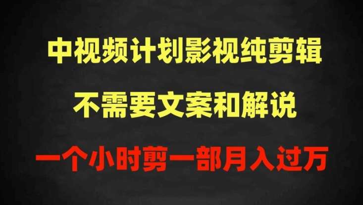 中视频计划影视纯剪辑，不需要文案和解说，一个小时剪一部，100%过原创月入过万【揭秘】网创吧-网创项目资源站-副业项目-创业项目-搞钱项目网创吧