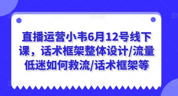 直播运营小韦6月12号线下课,话术框架整体设计/流量低迷如何救流/话术框架等网创吧-网创项目资源站-副业项目-创业项目-搞钱项目网创吧