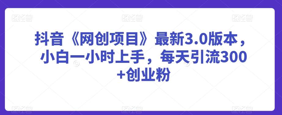 抖音《网创项目》最新3.0版本,小白一小时上手,每天引流300+创业粉【揭秘】网创吧-网创项目资源站-副业项目-创业项目-搞钱项目网创吧