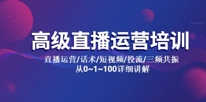 高级直播运营培训 直播运营/话术/短视频/投流/三频共振 从0~1~100详细讲解网创吧-网创项目资源站-副业项目-创业项目-搞钱项目网创吧