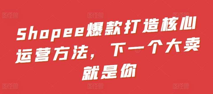 Shopee爆款打造核心运营方法，下一个大卖就是你网创吧-网创项目资源站-副业项目-创业项目-搞钱项目网创吧