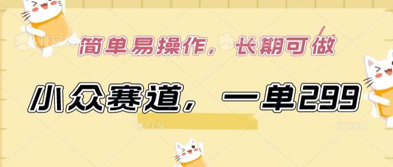 小众赛道，一单299.简单易操作，长期可做【揭秘】网创吧-网创项目资源站-副业项目-创业项目-搞钱项目网创吧