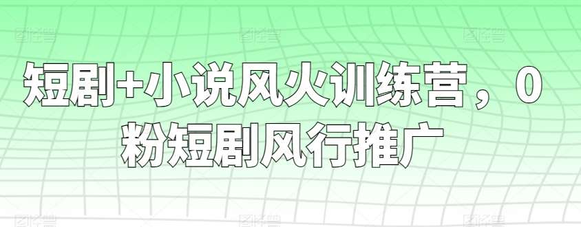 短剧+小说风火训练营，0粉短剧风行推广网创吧-网创项目资源站-副业项目-创业项目-搞钱项目网创吧