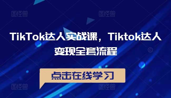 TikTok达人实战课，Tiktok达人变现全套流程网创吧-网创项目资源站-副业项目-创业项目-搞钱项目网创吧